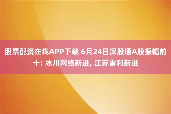 股票配资在线APP下载 6月24日深股通A股振幅前十: 冰川网络新进, 江苏雷利新进