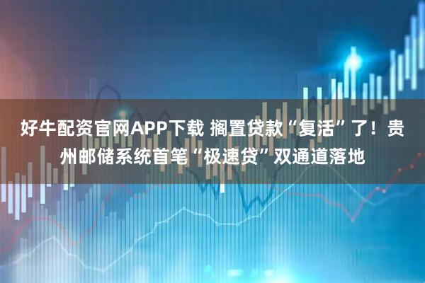 好牛配资官网APP下载 搁置贷款“复活”了！贵州邮储系统首笔“极速贷”双通道落地