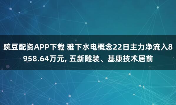 豌豆配资APP下载 雅下水电概念22日主力净流入8958.64万元, 五新隧装、基康技术居前